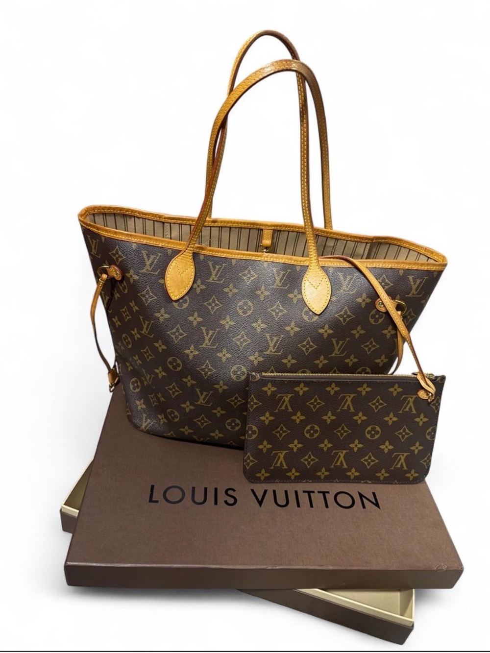Louis Vuitton Monogram Mm Neverfull With Pouch #704
